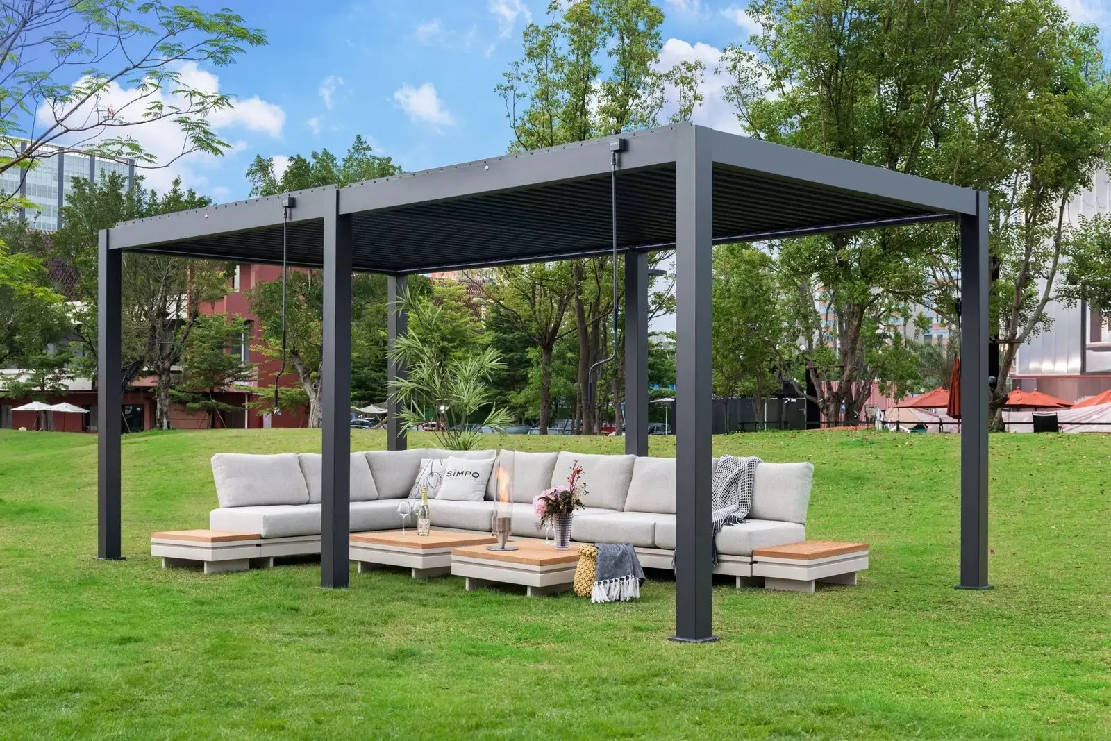 Astrol 4mx6m Pergola With Led Lights-Ext — Outdoor Dining Set outdoor furniture, view 6 | KCK.Outdoor