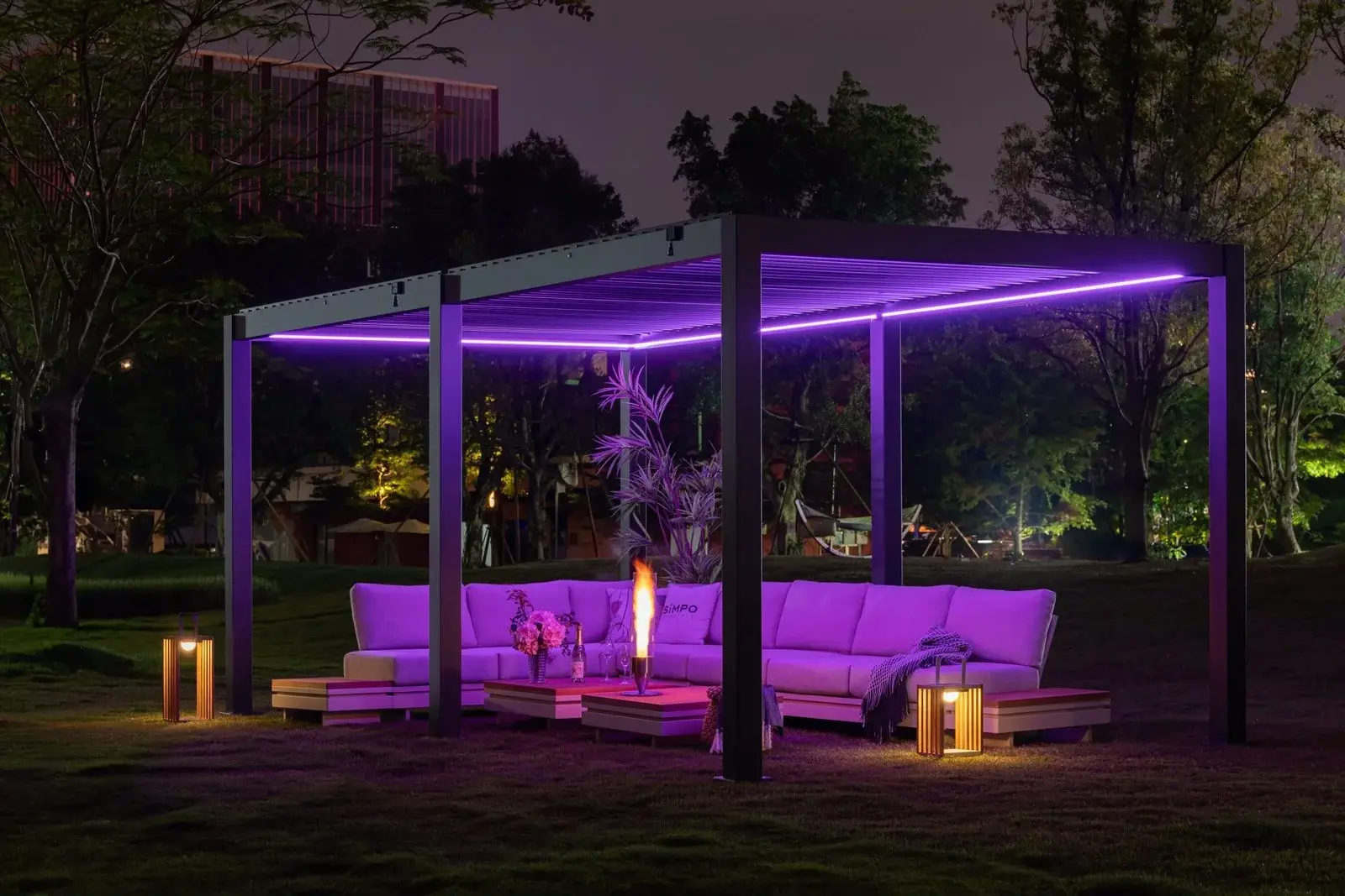 Astrol 4mx6m Pergola With Led Lights-Ext — Outdoor Dining Set outdoor furniture, view 7 | KCK.Outdoor