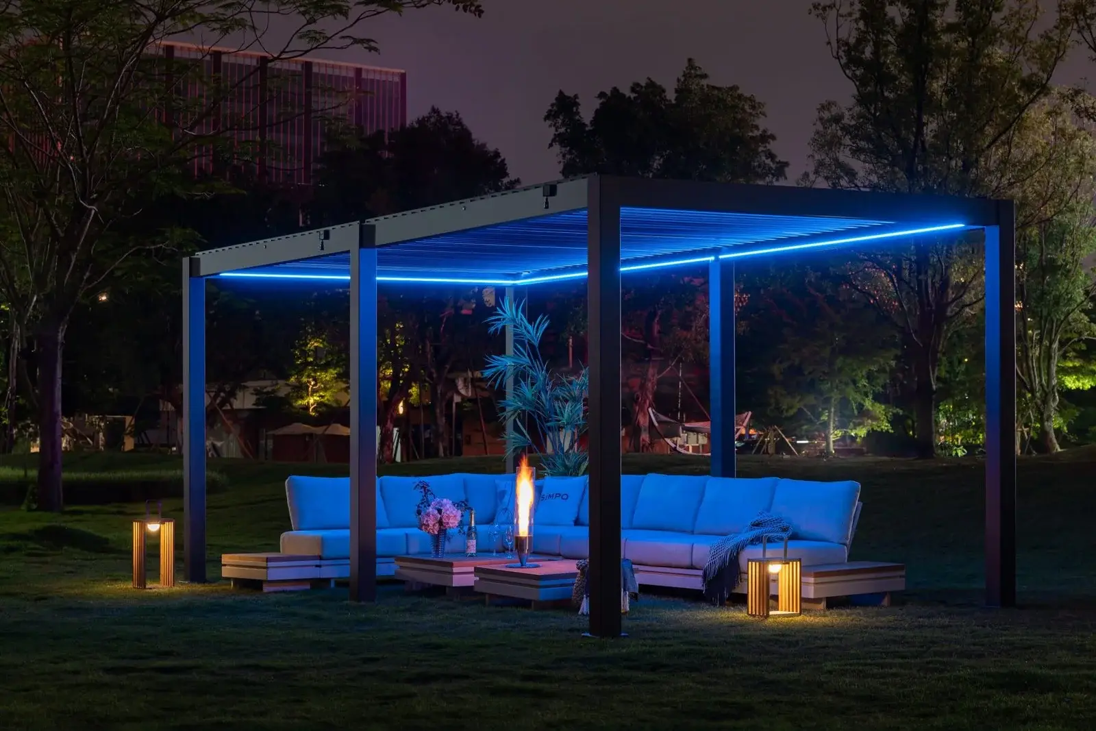Astrol 4mx6m Pergola With Led Lights-Ext — Outdoor Dining Set outdoor furniture, view 8 | KCK.Outdoor