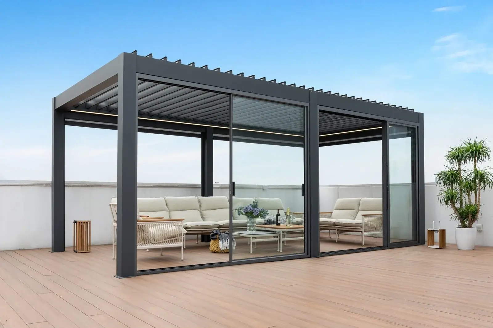 Astrol 4mx6m Pergola With Led Lights-Ext — Outdoor Dining Set outdoor furniture, view 9 | KCK.Outdoor