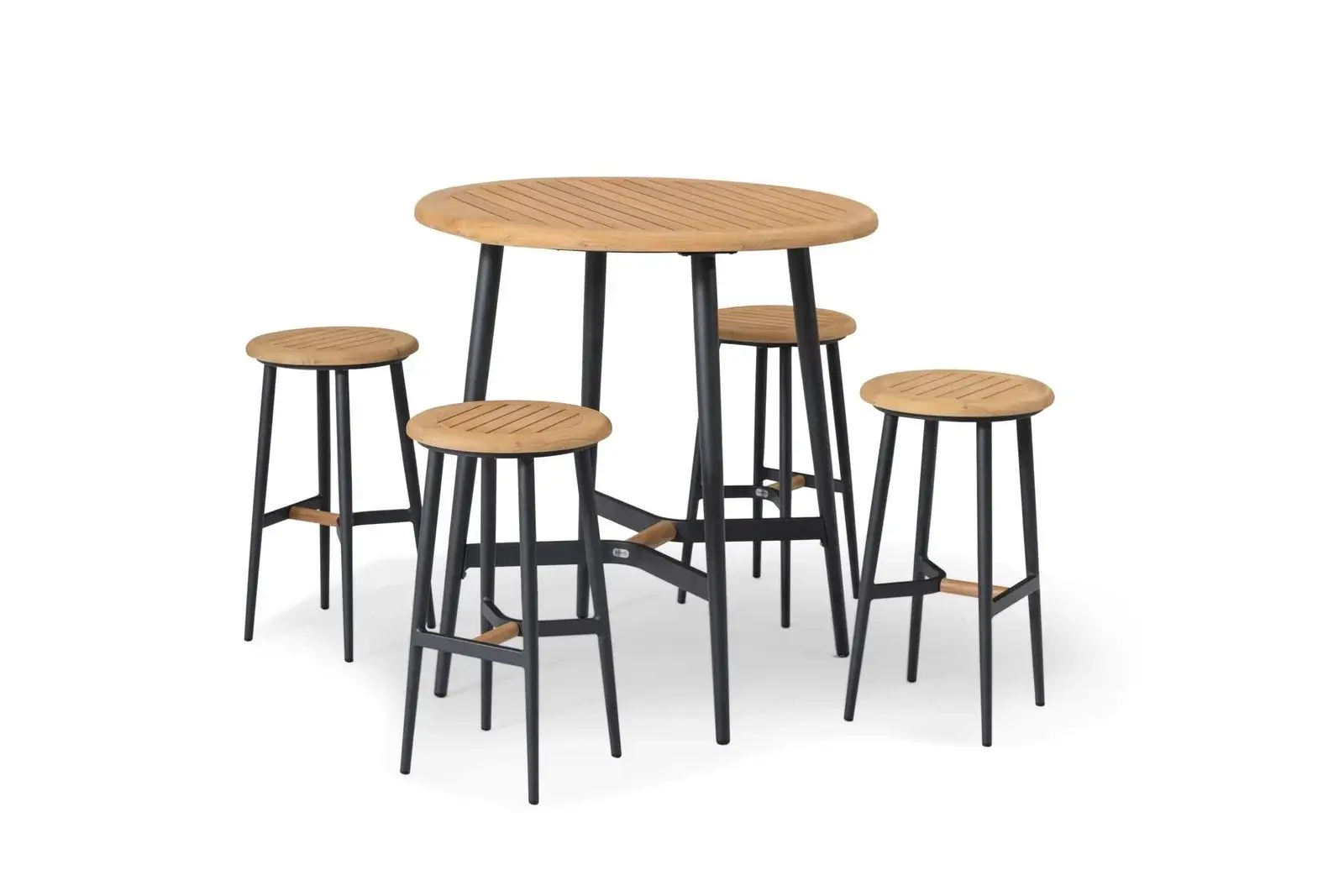 Bella Teak Round Bar Table 4seats Set — premium outdoor Outdoor Dining Set | KCK.Outdoor