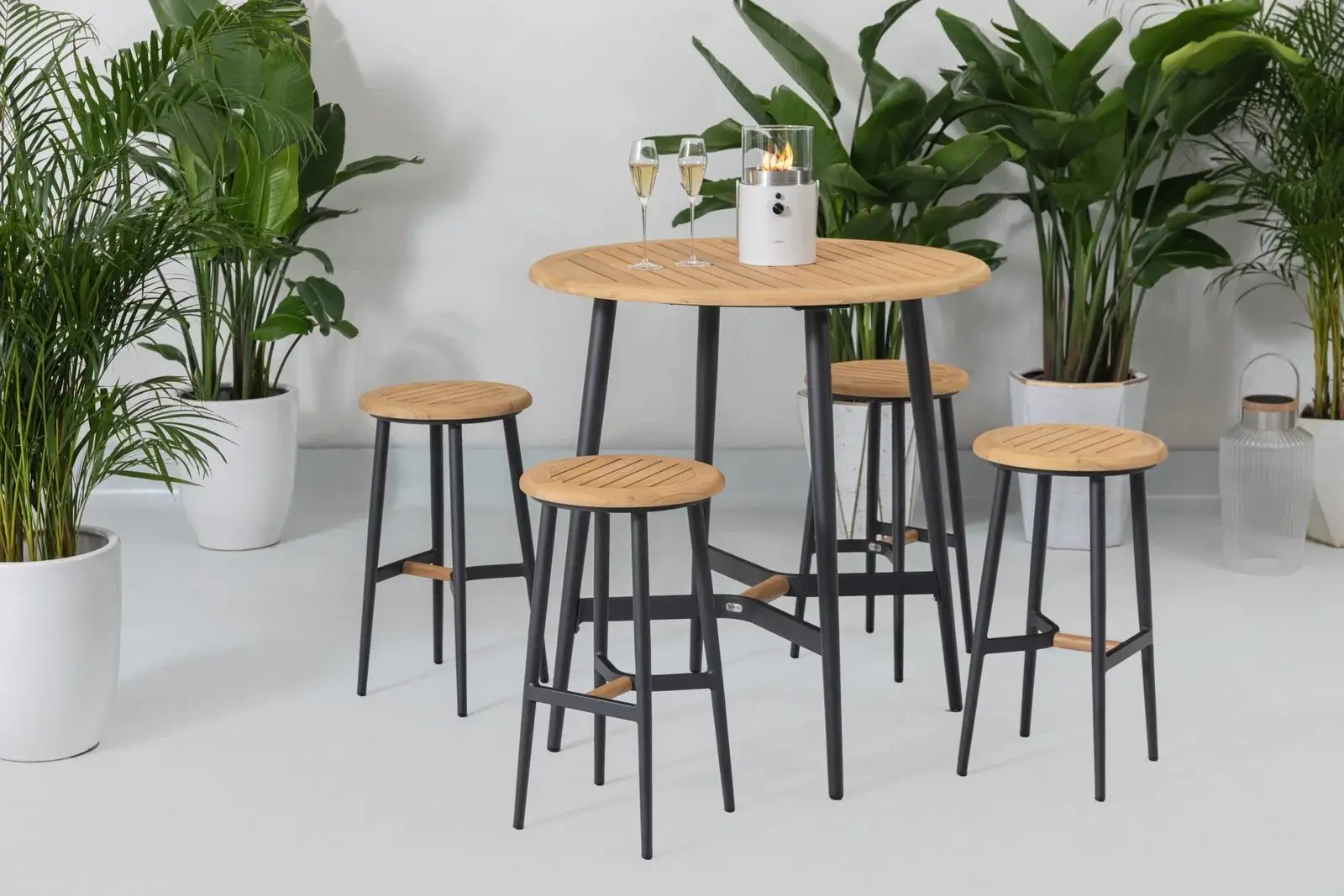 Bella Teak Round Bar Table 4seats Set — Outdoor Dining Set outdoor furniture, view 2 | KCK.Outdoor