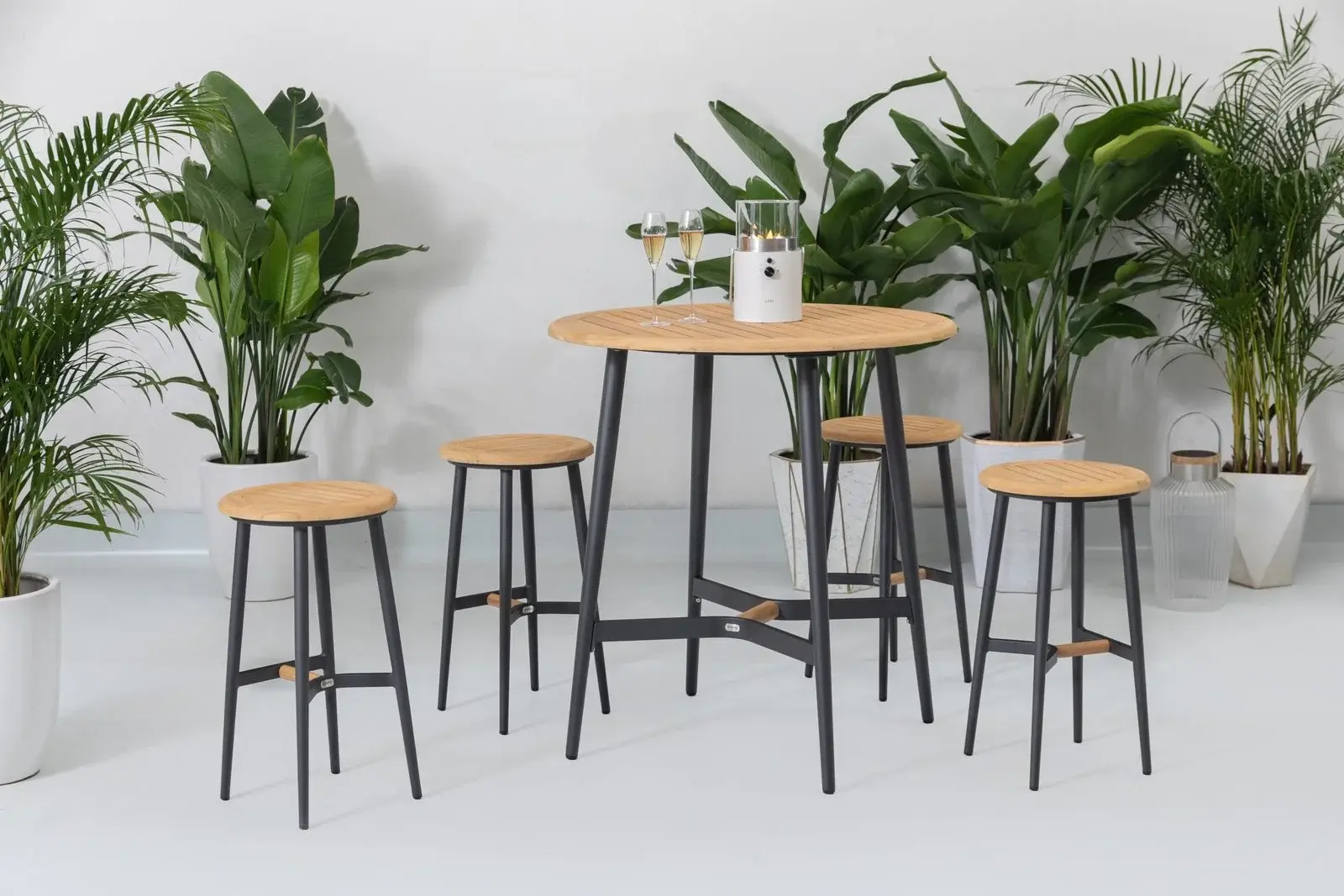 Bella Teak Round Bar Table 4seats Set — Outdoor Dining Set outdoor furniture, view 9 | KCK.Outdoor