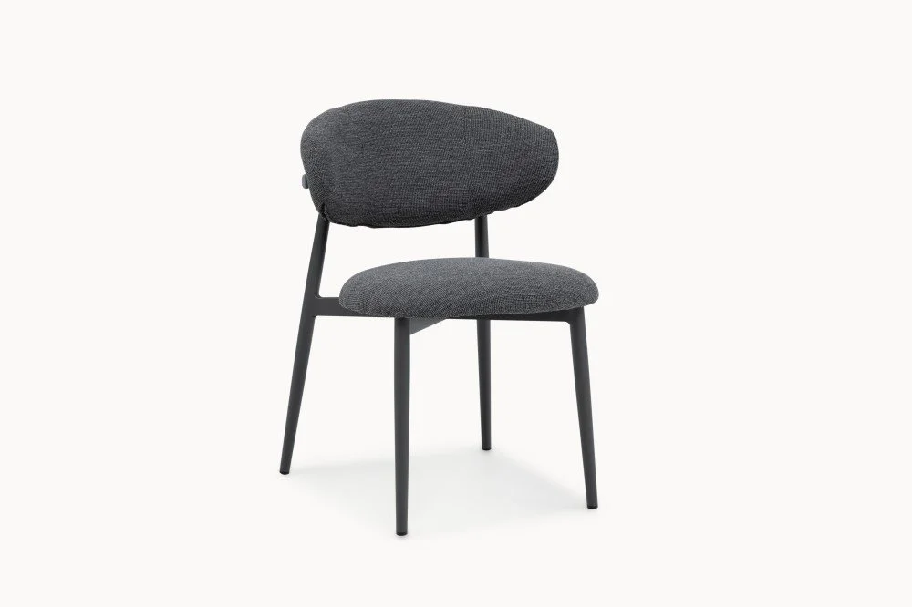 Quilted Dining Armchair With Aluminum Frame And Foam Cushion