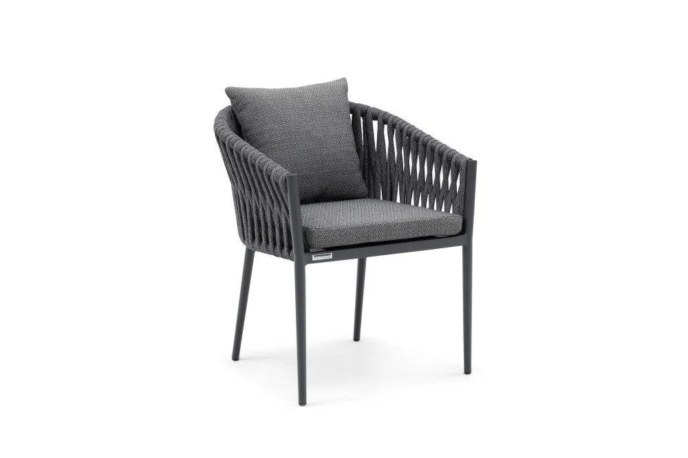 Rope Dining Chair With Aluminum Frame And 30mm Olefin Weave
