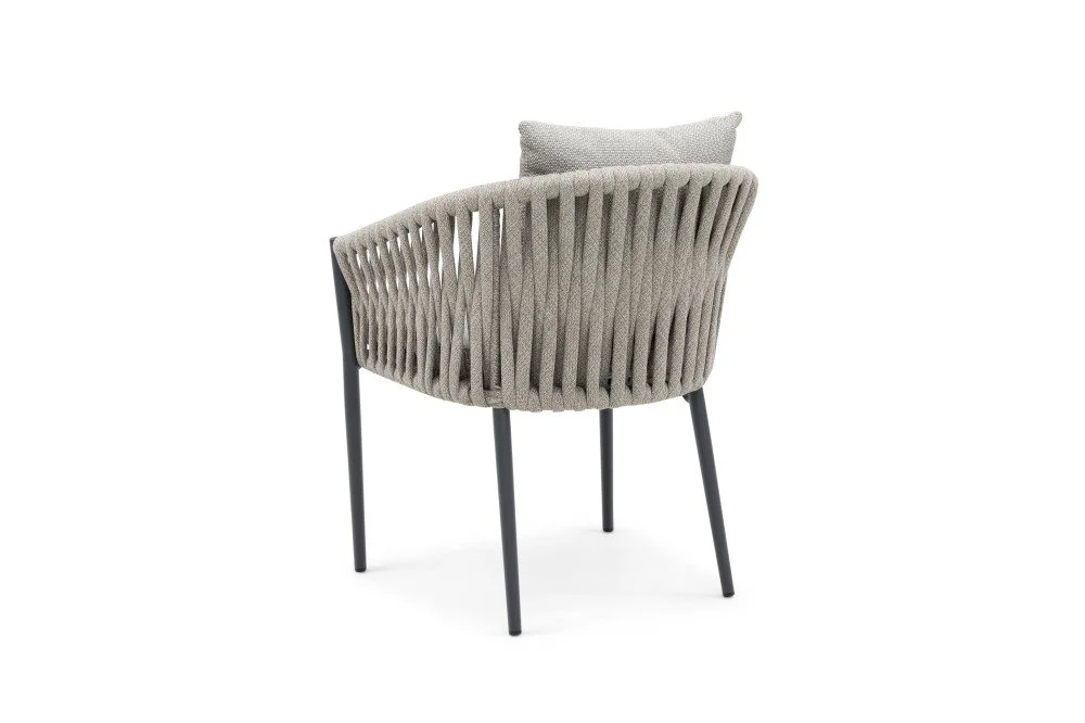 Rope Dining Chair With Aluminum Frame And Fabric Cushions — View 2