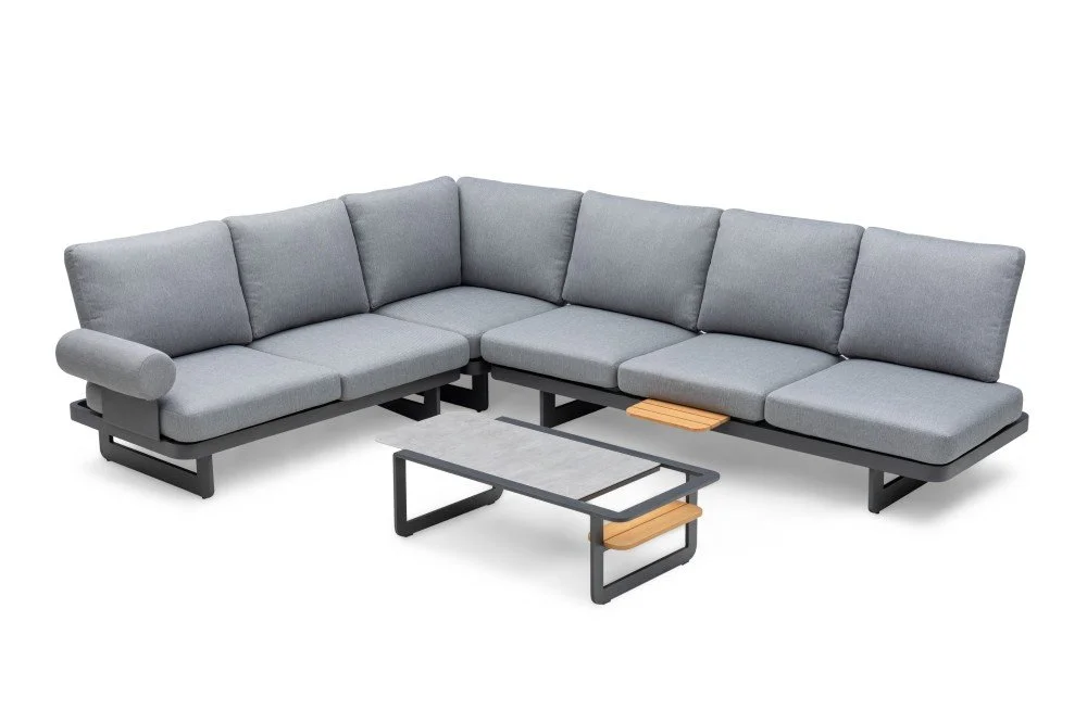 Luxury Outdoor Sofa Set With Stone Coffee Table — View 2