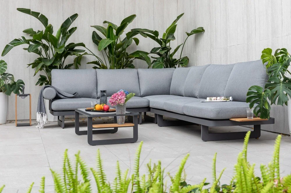 Luxury Outdoor Sofa Set With Stone Coffee Table — View 3