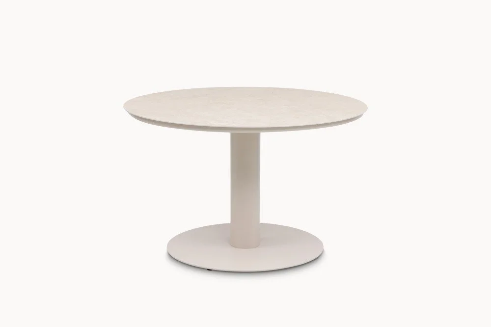 Dida 120cm Round Dining Table With Stone Top And Metal Base