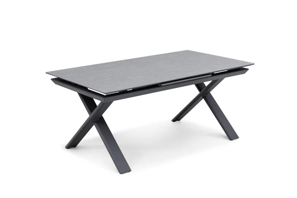 Extendable Aluminum Table With Dark Sintered Stone Top