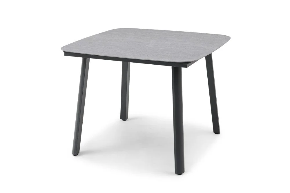 Modern Outdoor Dining Table With Aluminum And Stone Top — View 2